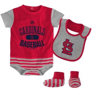 MLB Kids Majestic St. Louis Cardinals 3 Piece Bodysuit Set New 3-6 Months